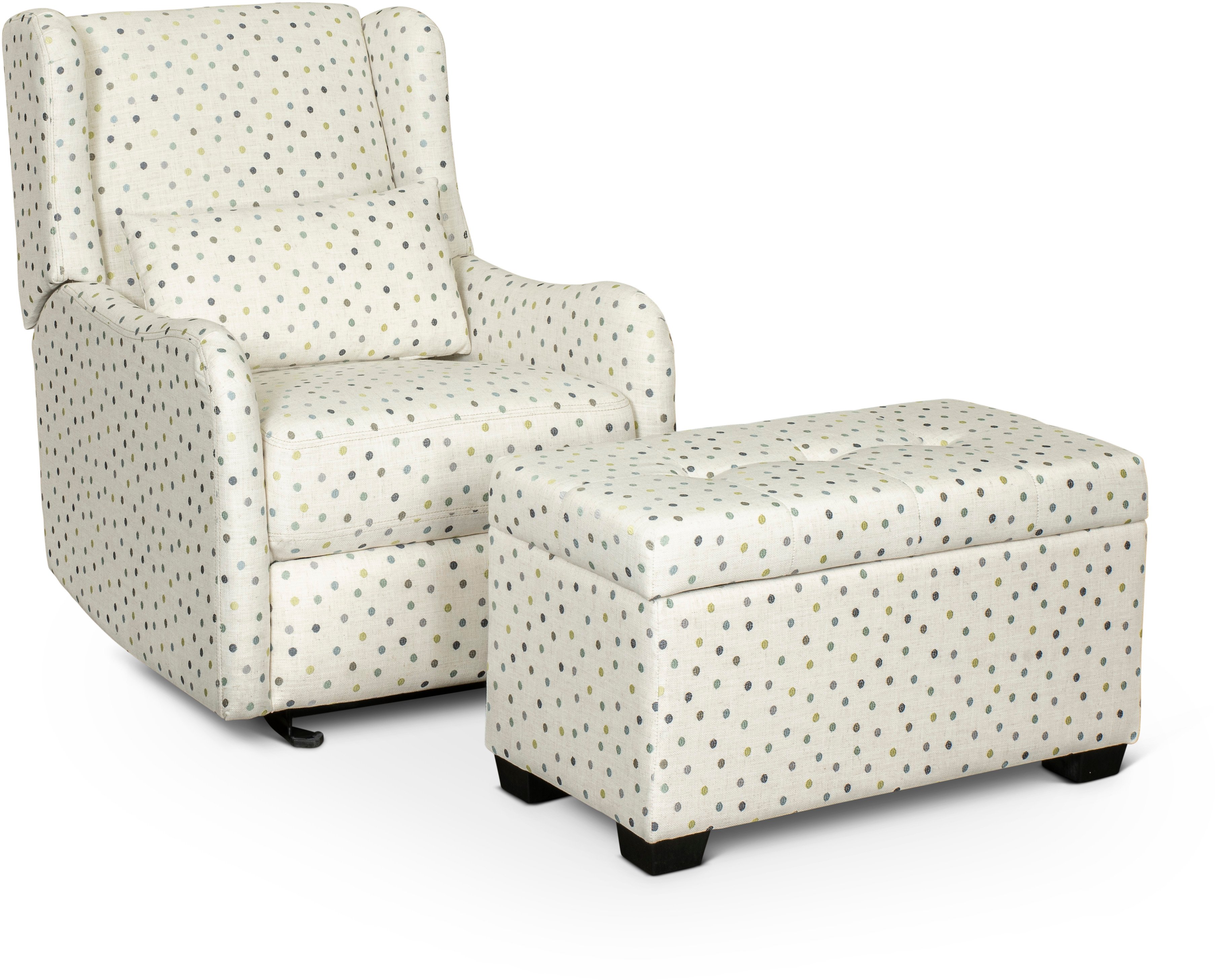 Cream, Green and Blue Polka Dot Power Glider Recliner - Dots-4