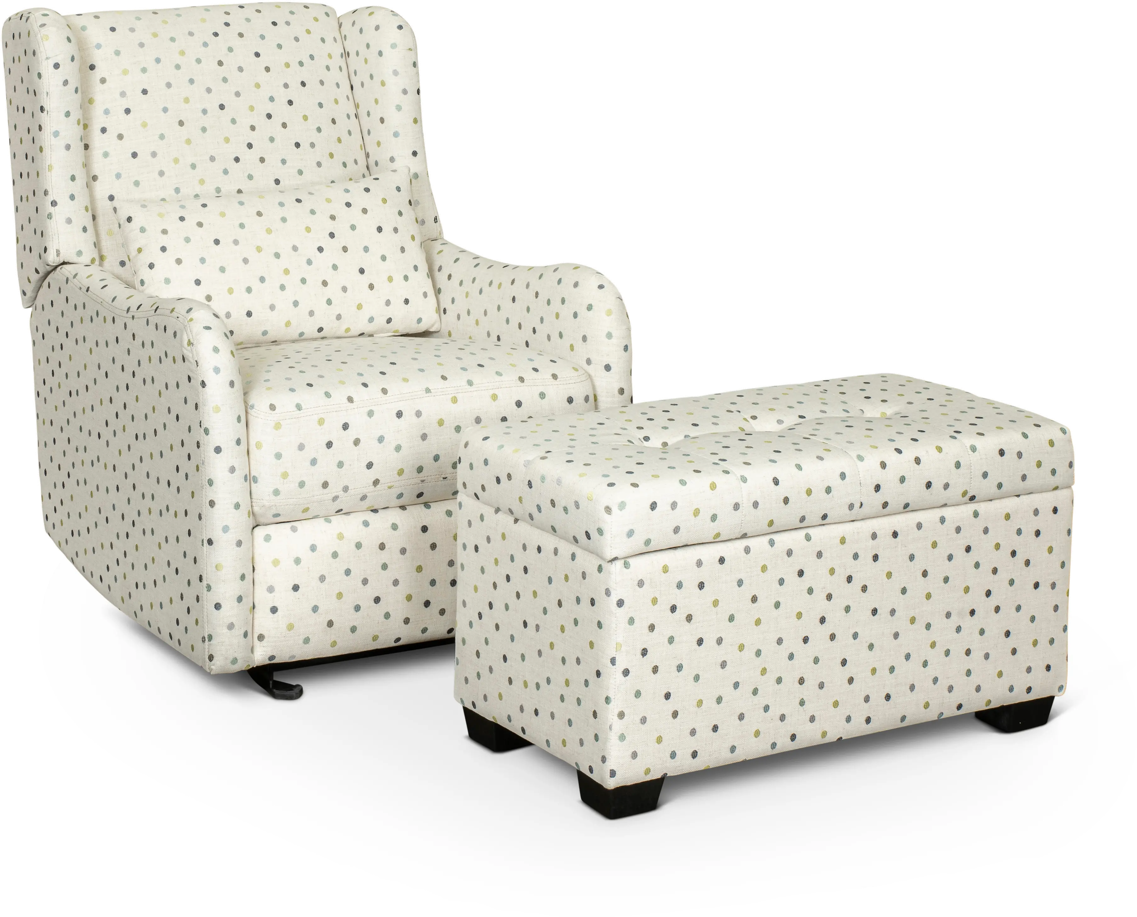 Cream, Green and Blue Polka Dot Power Glider Recliner - Dots-4