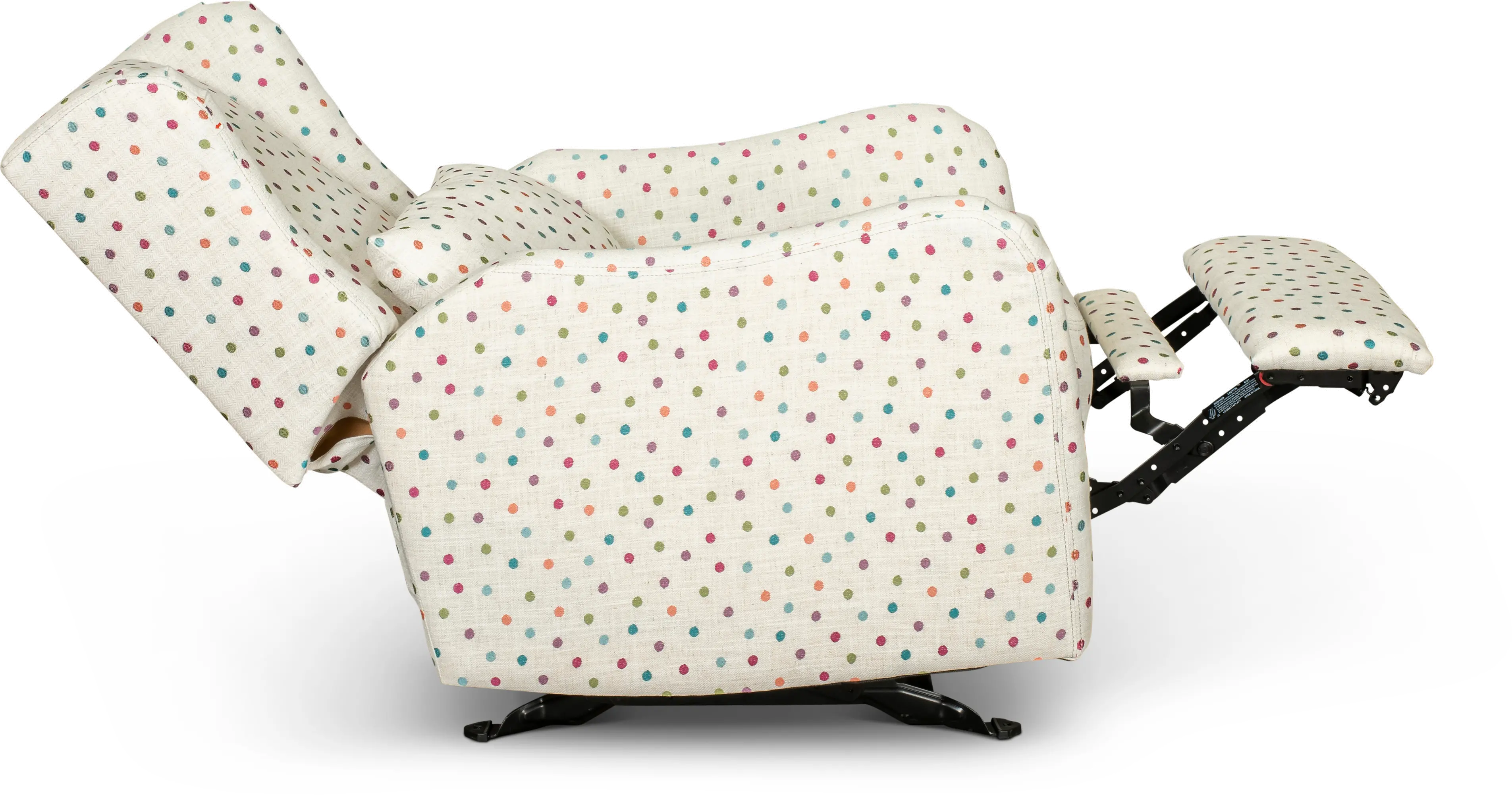 Cream and Multicolor Polka Dot Power Glider Recliner - Dots-3