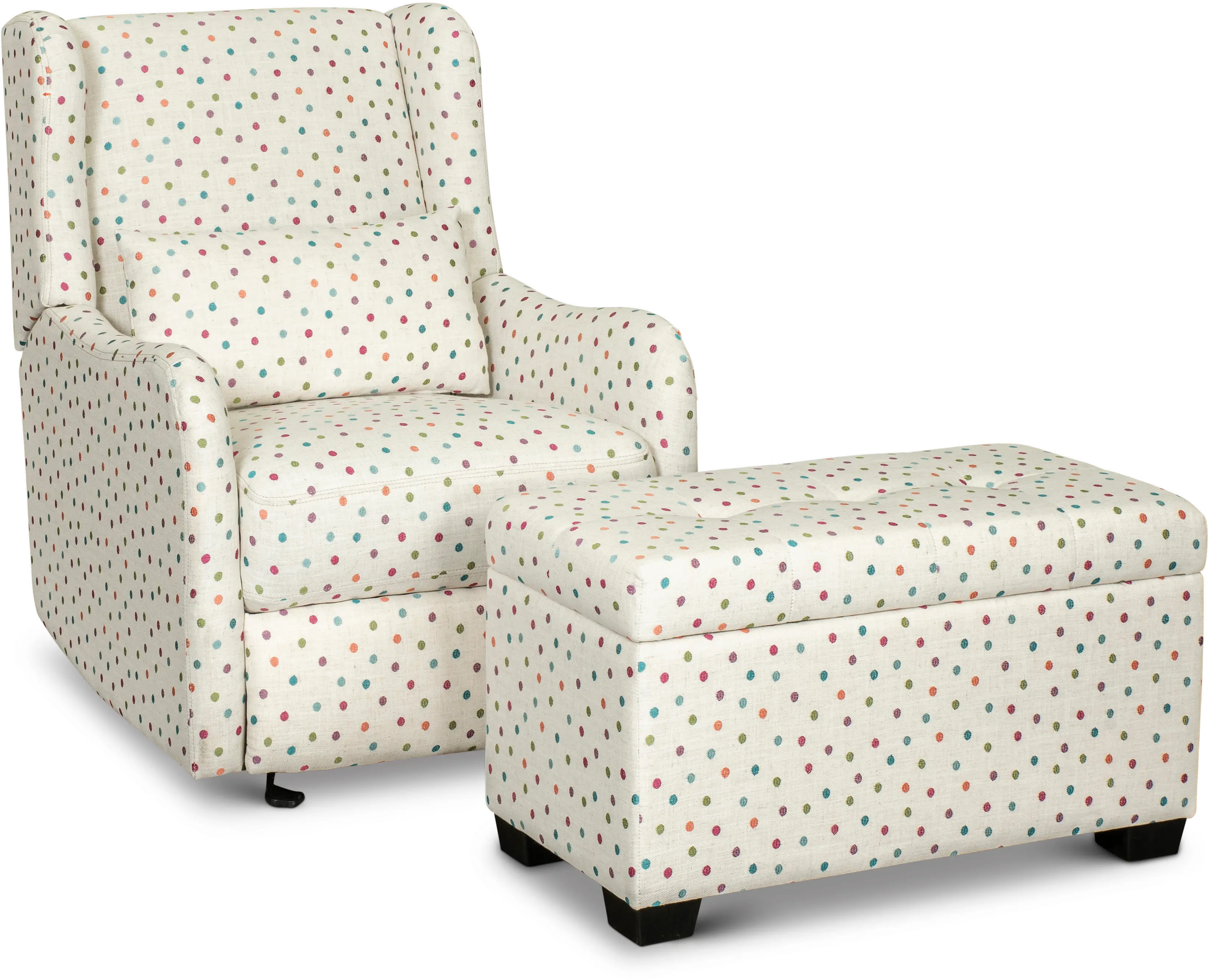 Cream and Multicolor Polka Dot Power Glider Recliner - Dots-4