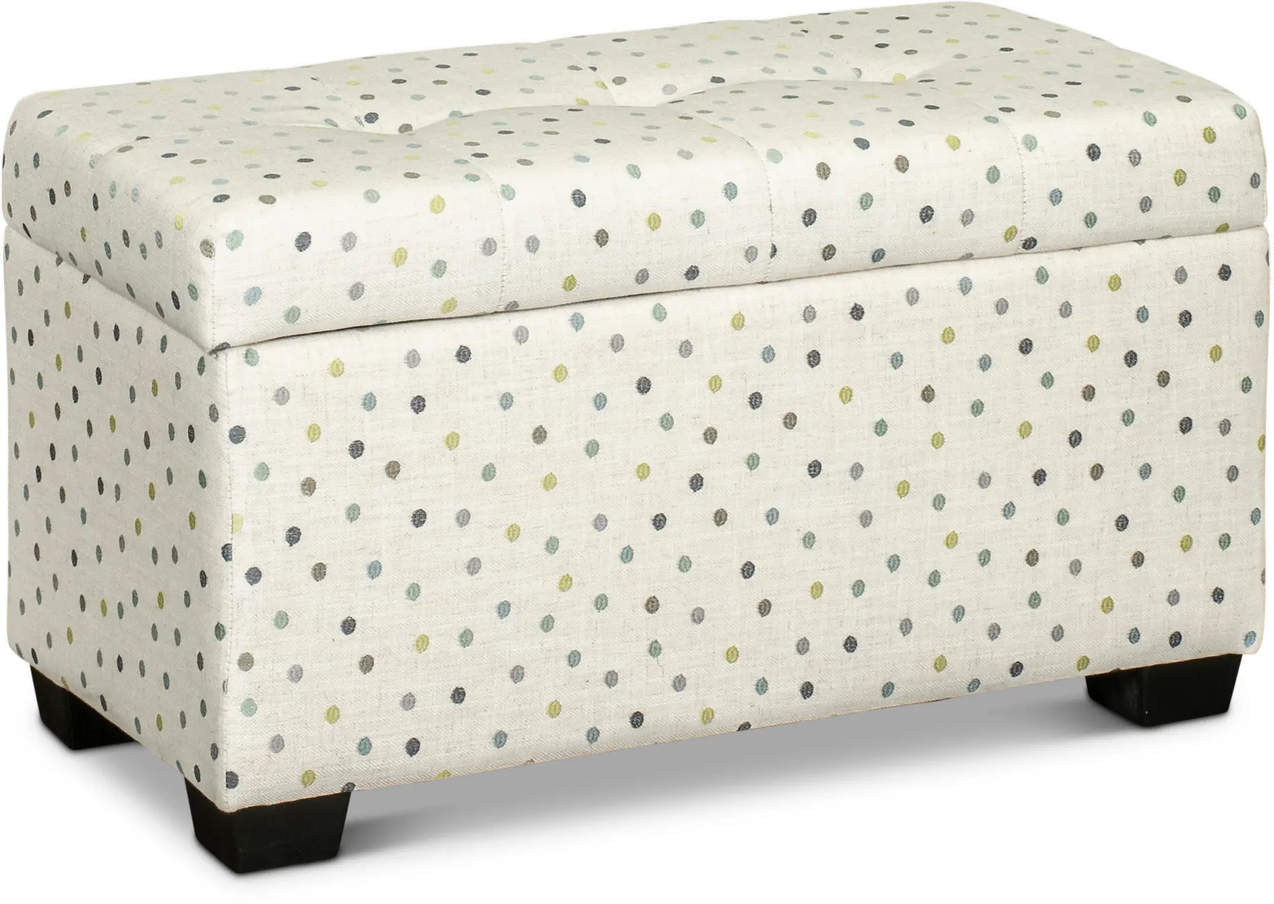 Cream, Green and Blue Polka Dot Storage Ottoman - Dots-1