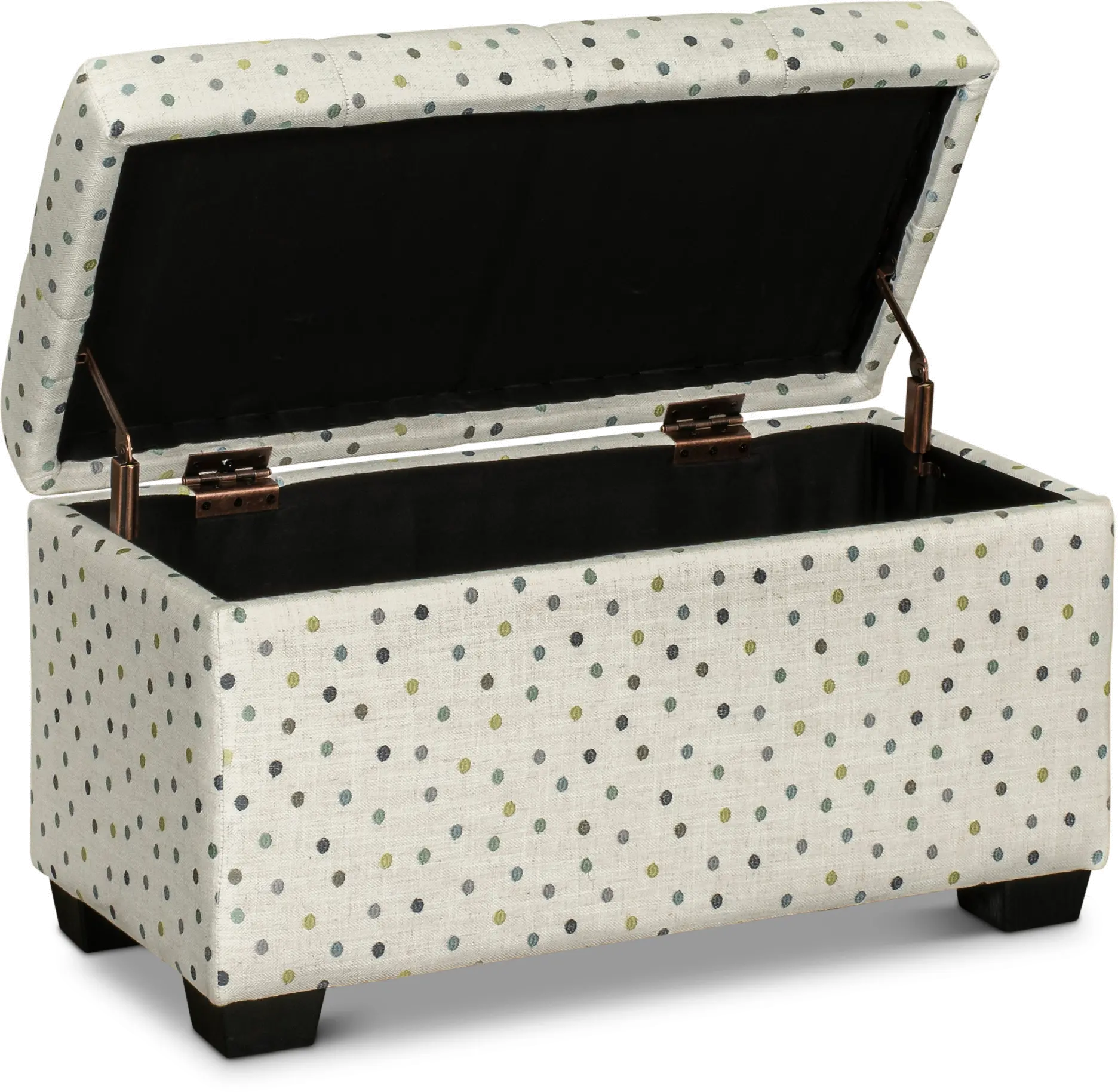 Cream, Green and Blue Polka Dot Storage Ottoman - Dots-2