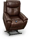 Chocolate Brown Leather Power Lift Recliner with Heat