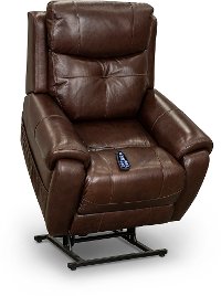 Chocolate Brown Leather Power Lift Recliner with Heat-1