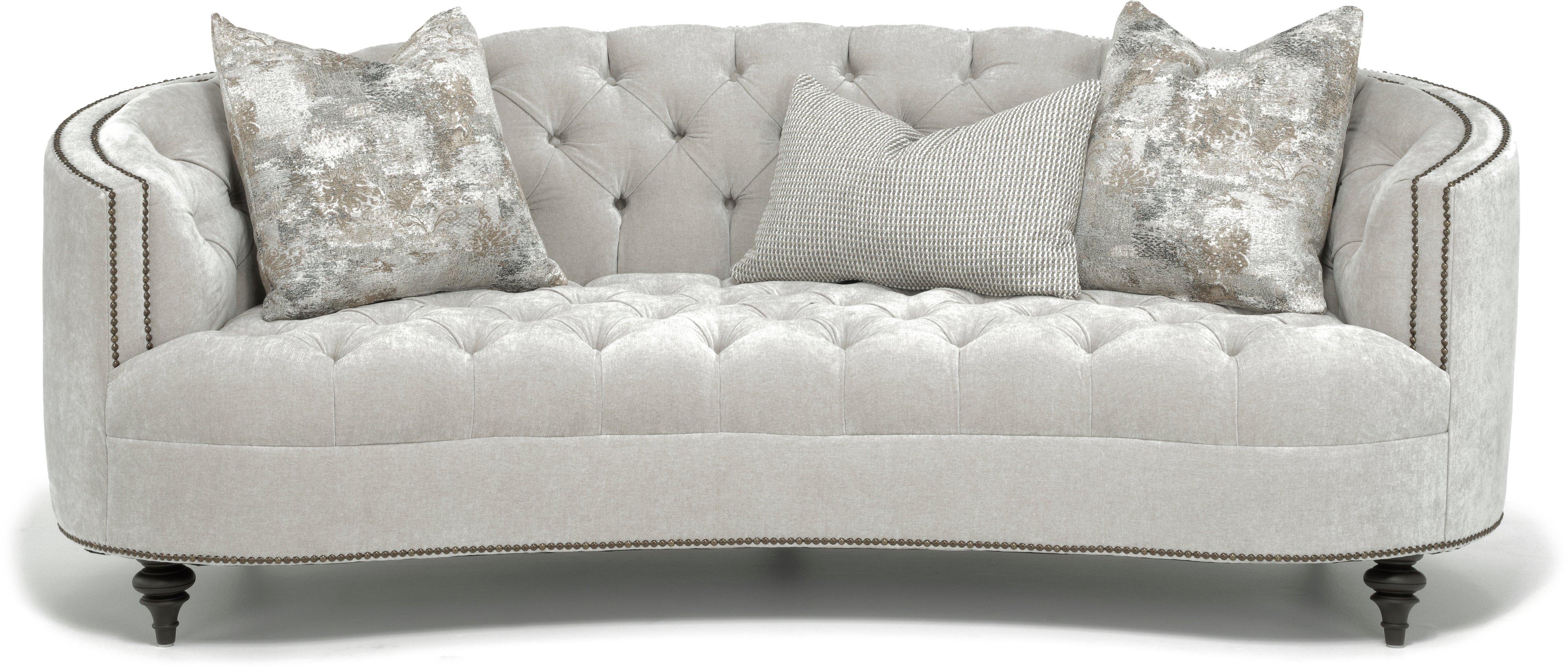 Traditional Light Gray Curved Sofa - Madeline-1