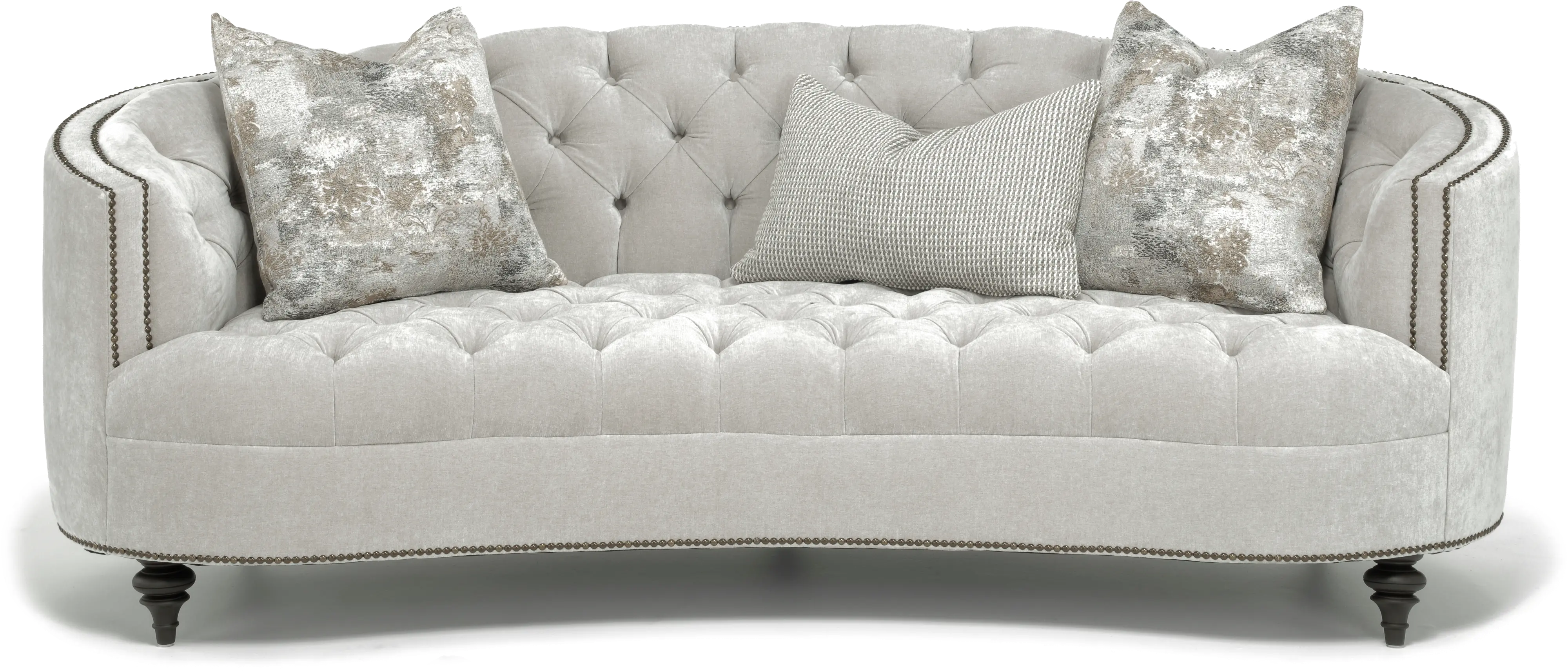 Traditional Light Gray Curved Sofa - Madeline-1