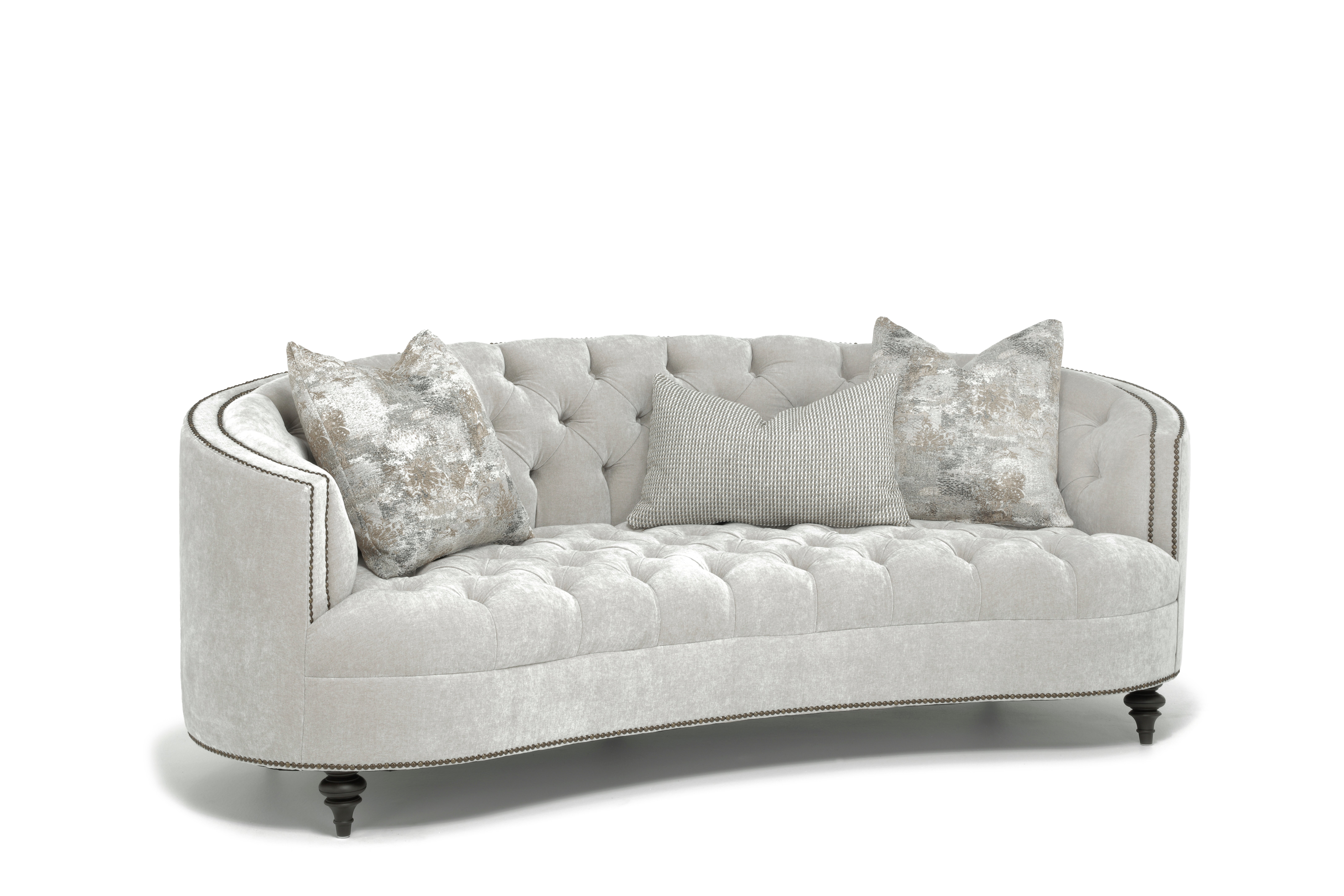 Traditional Light Gray Curved Sofa - Madeline-2