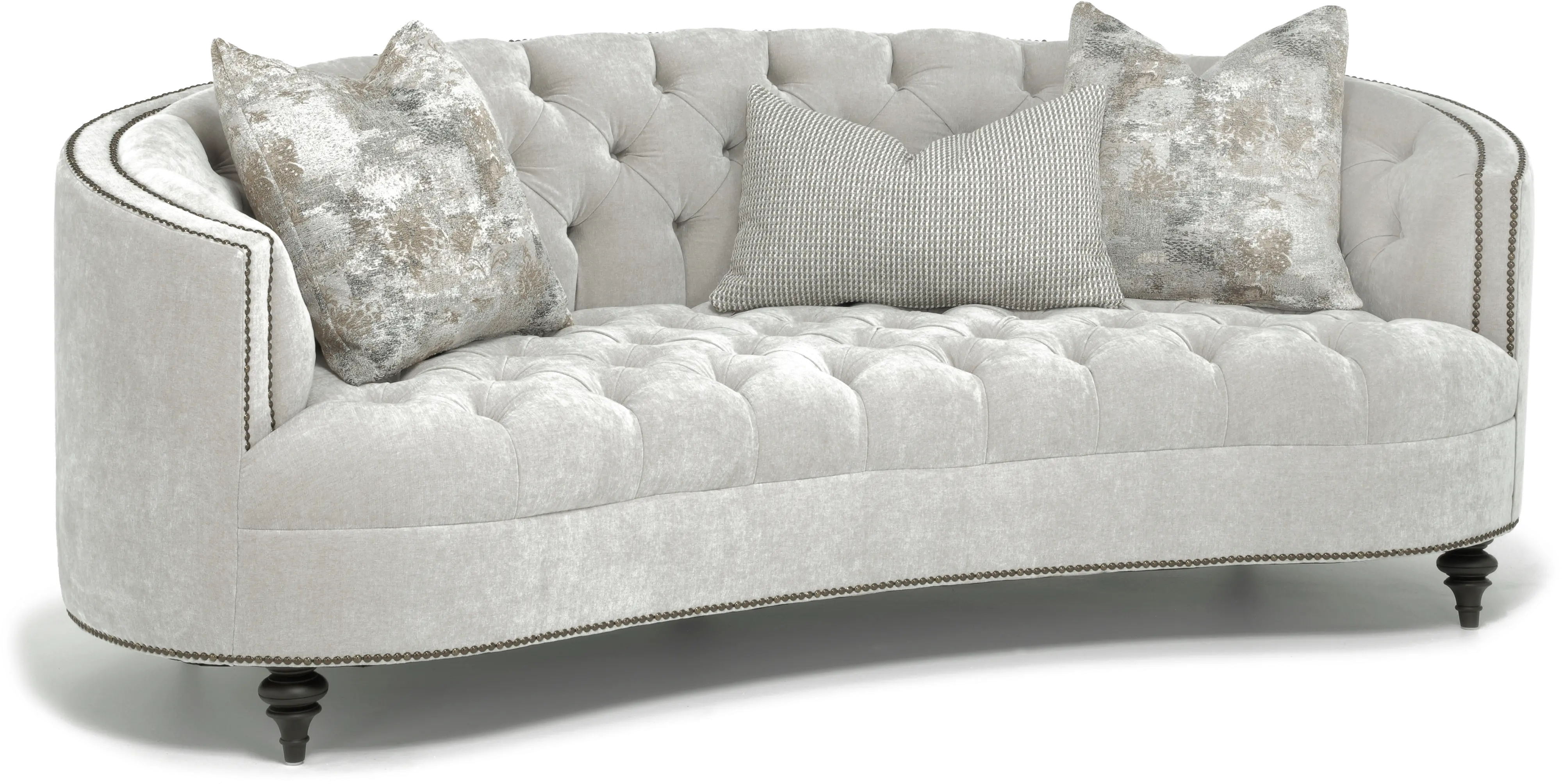 Traditional Light Gray Curved Sofa - Madeline-2