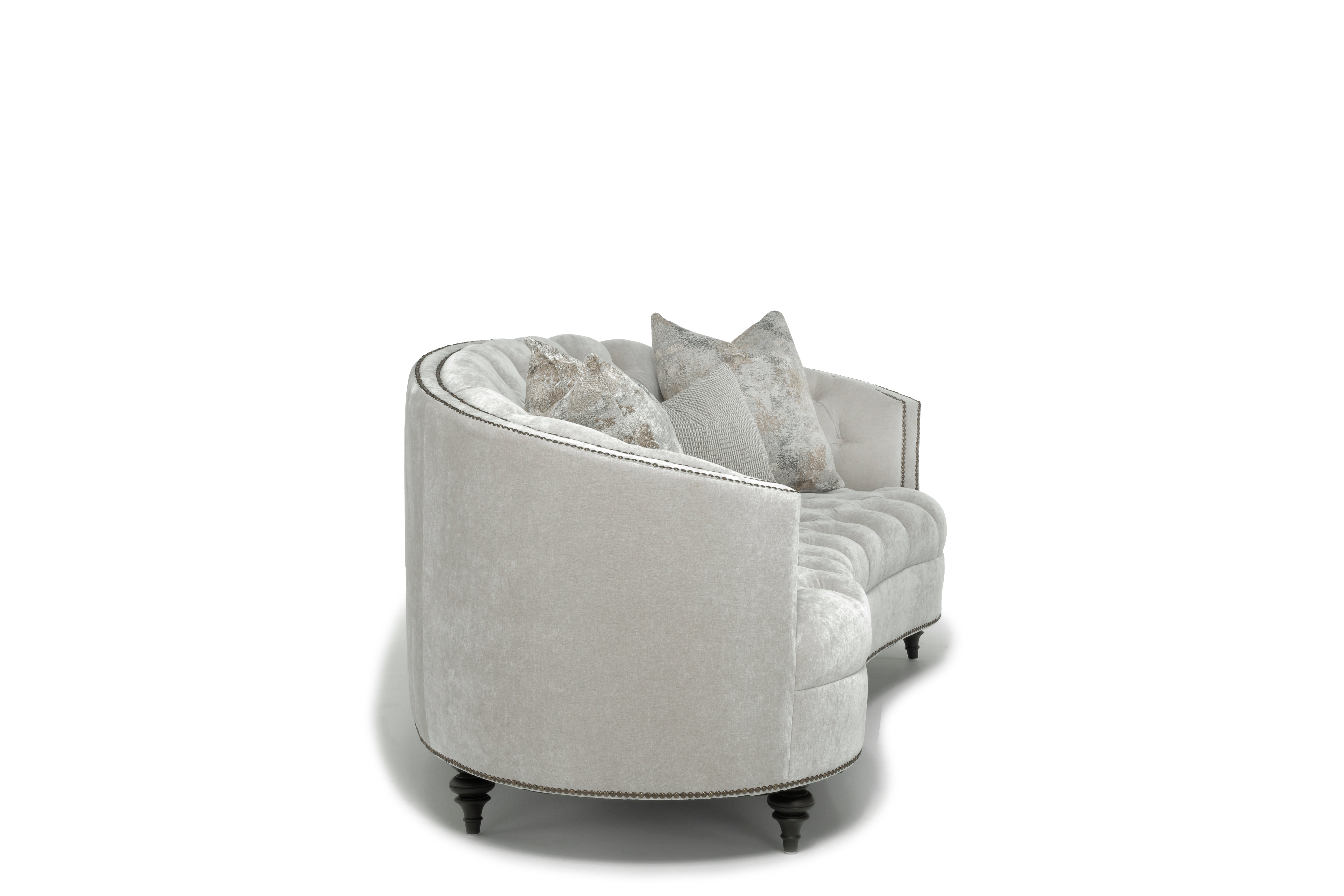 Traditional Light Gray Curved Sofa - Madeline-3