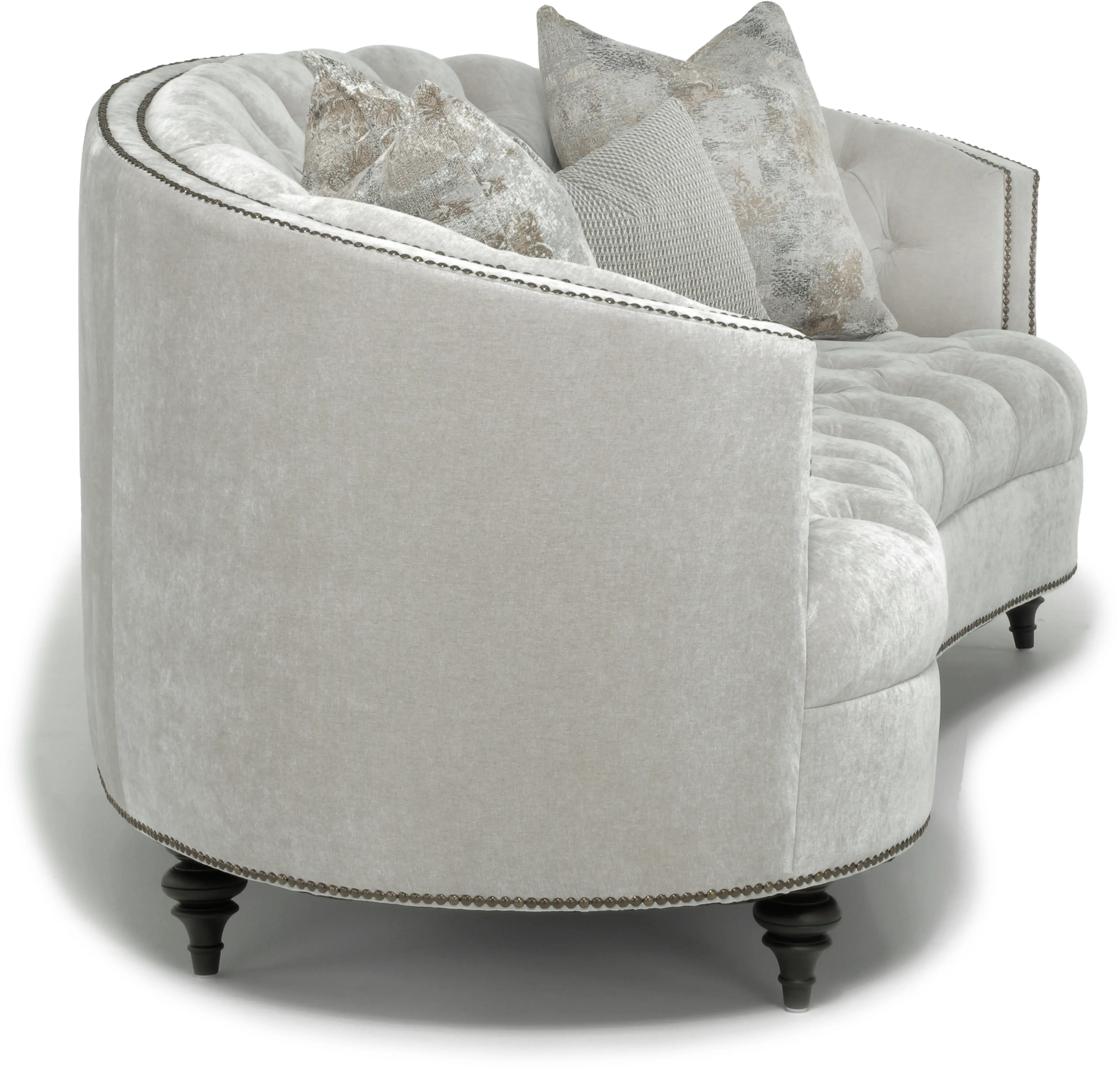 Traditional Light Gray Curved Sofa - Madeline-3