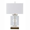 Alabaster White, Crystal and Brass Geometric Shapes Table Lamp