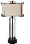 Transitional Bronze Metal and Glass Table Lamp