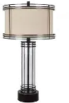 Transitional Bronze Metal and Glass Table Lamp