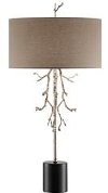 Transitional Marble Silver and Black Table Lamp