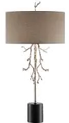 Transitional Marble Silver and Black Table Lamp