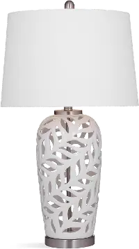 Transitional White Ceramic Willow Table Lamp