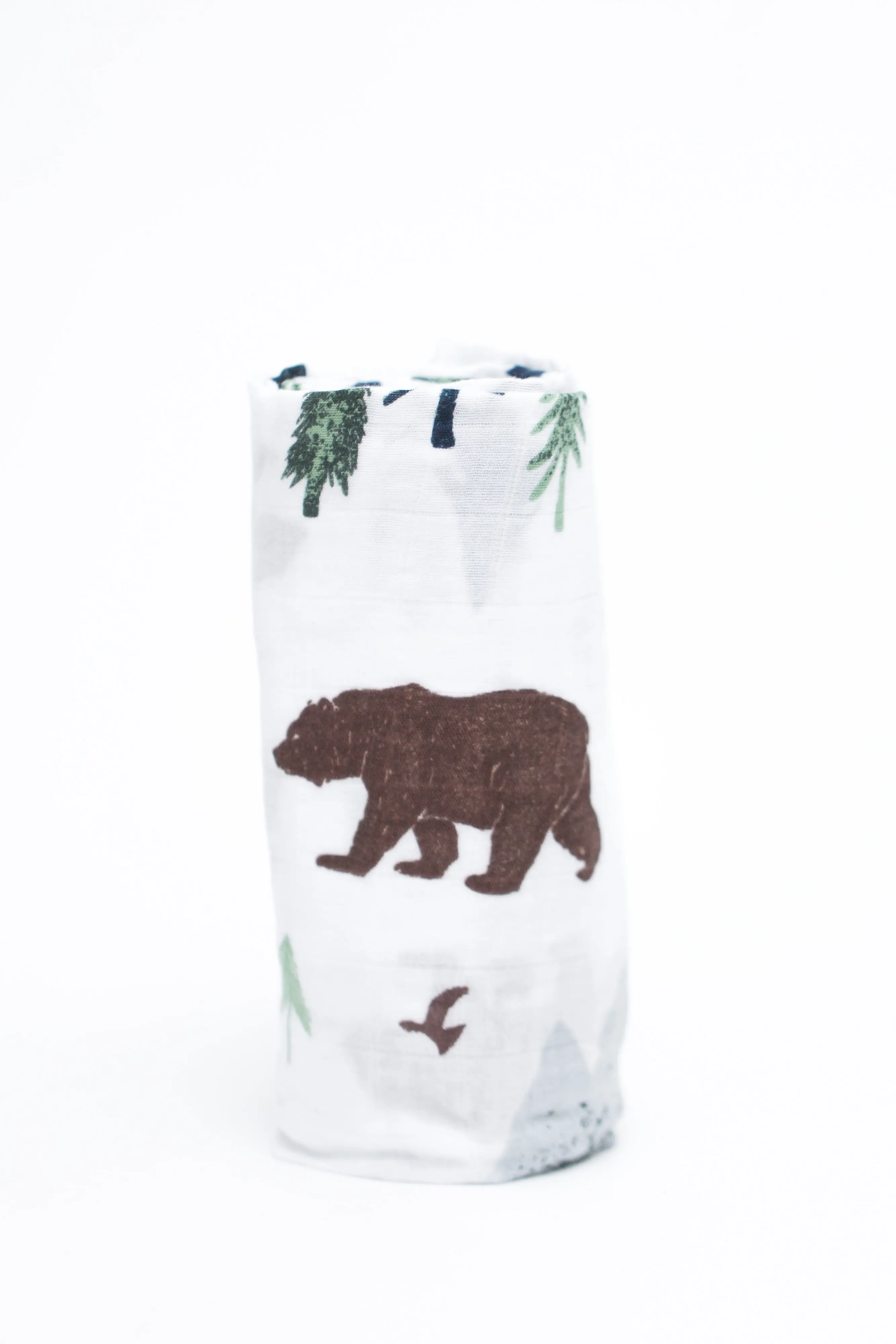 White, Brown and Green Yosemite Bamboo Rayon Muslin Swaddle Blanket-1