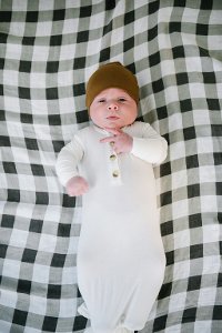 Black and White Buffalo Plaid Bamboo Rayon Muslin Swaddle-3