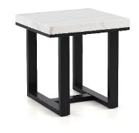 Glam End Table with White Marble Top - Lucca
