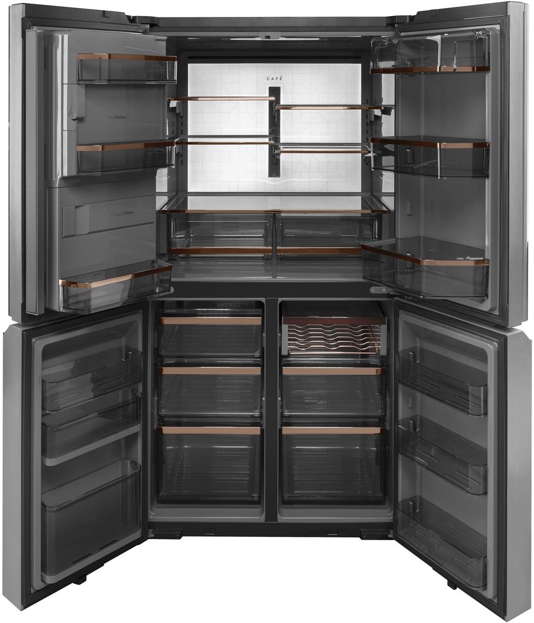 CQE28DM5NS5 Cafe 36 Inch 4 Door French Door Smart Refrigerator - 27.4 cu. ft., Platinum Glass-3