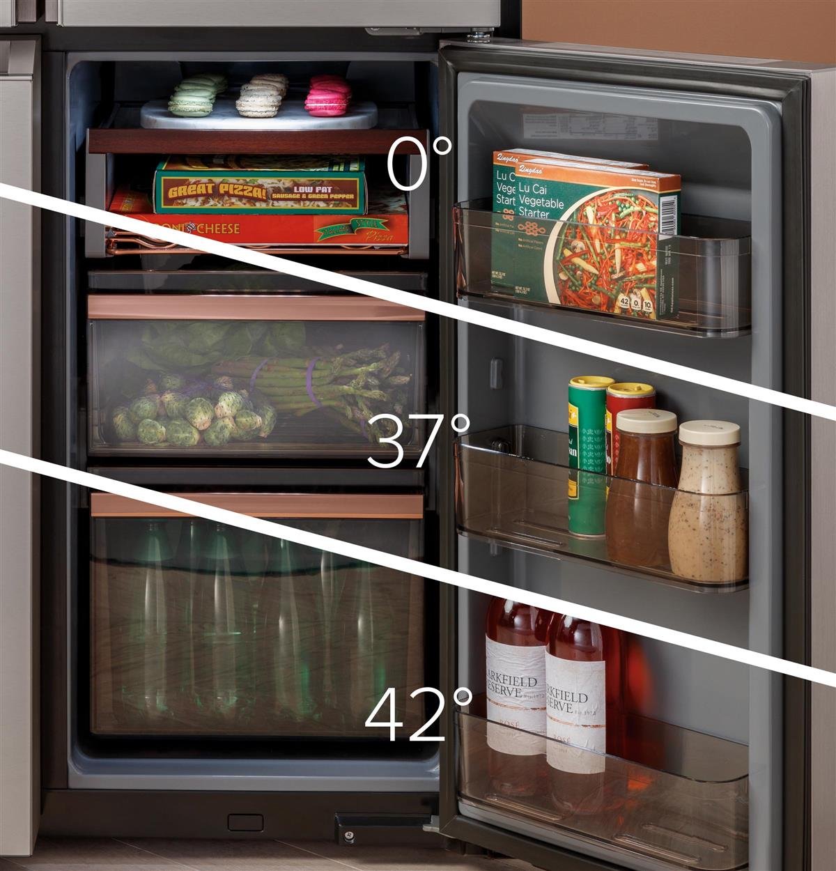 CQE28DM5NS5 Cafe 36 Inch 4 Door French Door Smart Refrigerator - 27.4 cu. ft., Platinum Glass-6