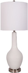 Transitional 33 Inch White Glass Table Lamp