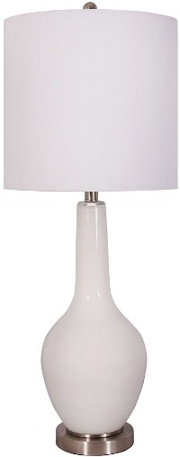 Transitional 33 Inch White Glass Table Lamp
