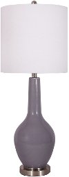 Transitional 33 Inch Gray Glass Table Lamp