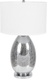 30 Inch White-Silver Crackled Glass Table Lamp
