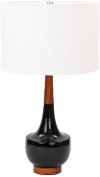 28 Inch Black Ceramic and Wood Table Lamp