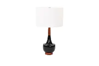 28 Inch Black Ceramic and Wood Table Lamp