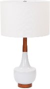 28 Inch White Ceramic and Wood Table Lamp