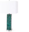 28 Inch Green Mother of Pearl Coastal Table Lamp with Crystal Base