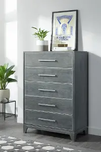 Silver Moon Contemporary Slate Gray Chest of Drawers