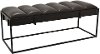 Modern Faux Brown Leather Bench with Metal Base