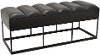 Clearance Modern Faux Black Leather Bench with Metal Base