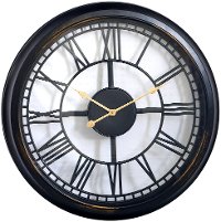 30 Inch Open Dial Black Wall Clock with Roman Numerals