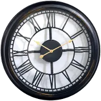 30 Inch Open Dial Black Wall Clock with Roman Numerals