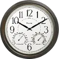 20 Inch Brown Indoor-Outdoor Round Wall Clock