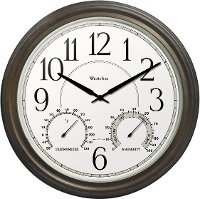 20 Inch Brown Indoor-Outdoor Round Wall Clock