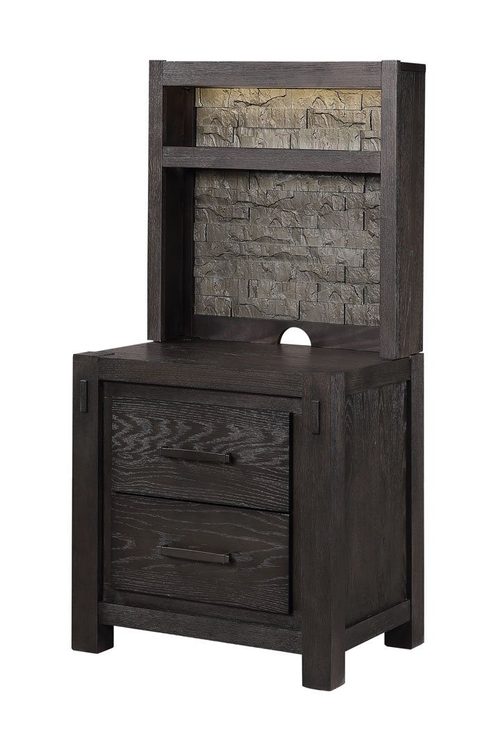 Rustic Contemporary Espresso Nightstand - Canyon Rock-4