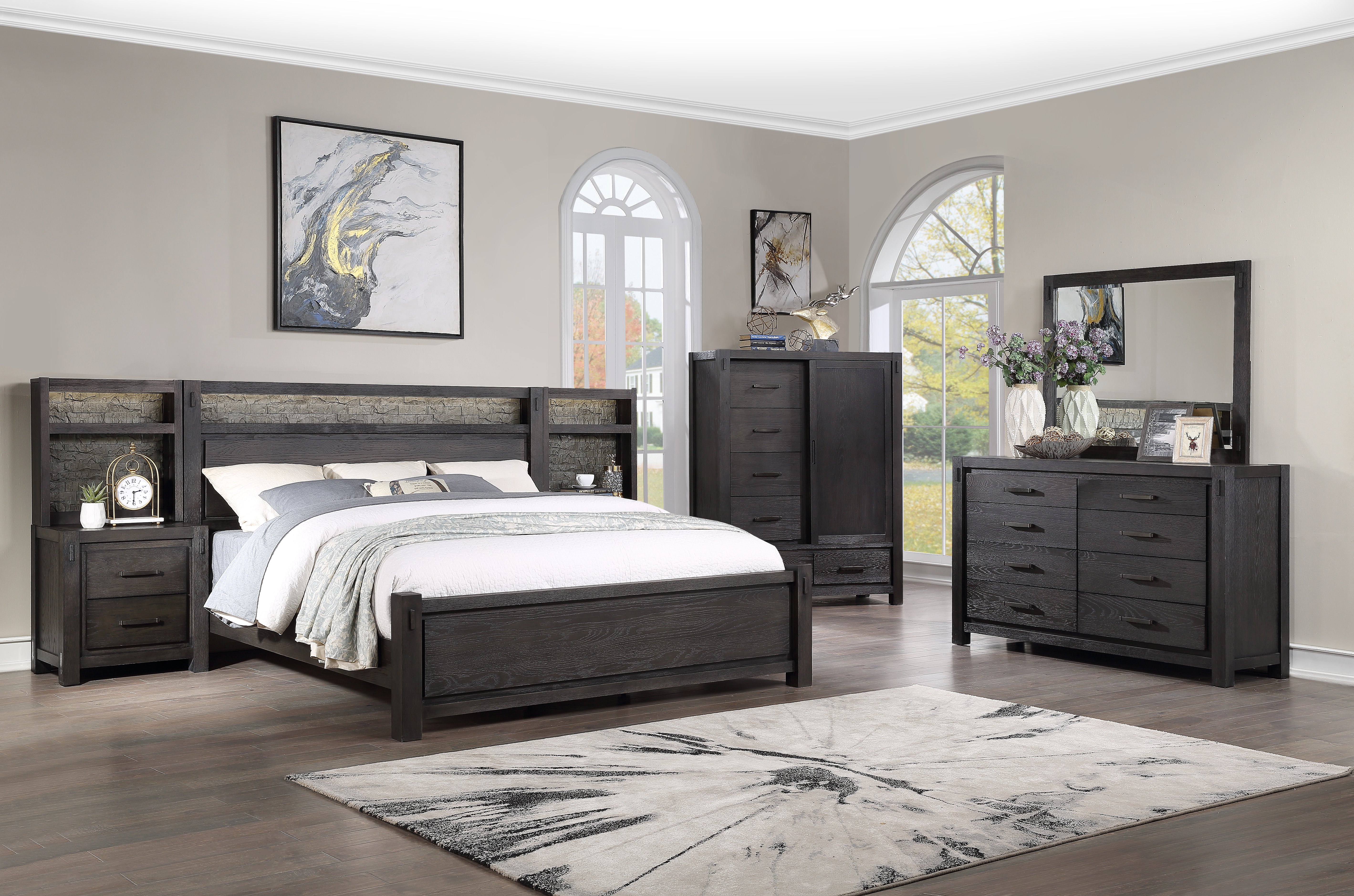 Espresso Brown 4 Piece King Bedroom Set - Canyon Rock-1