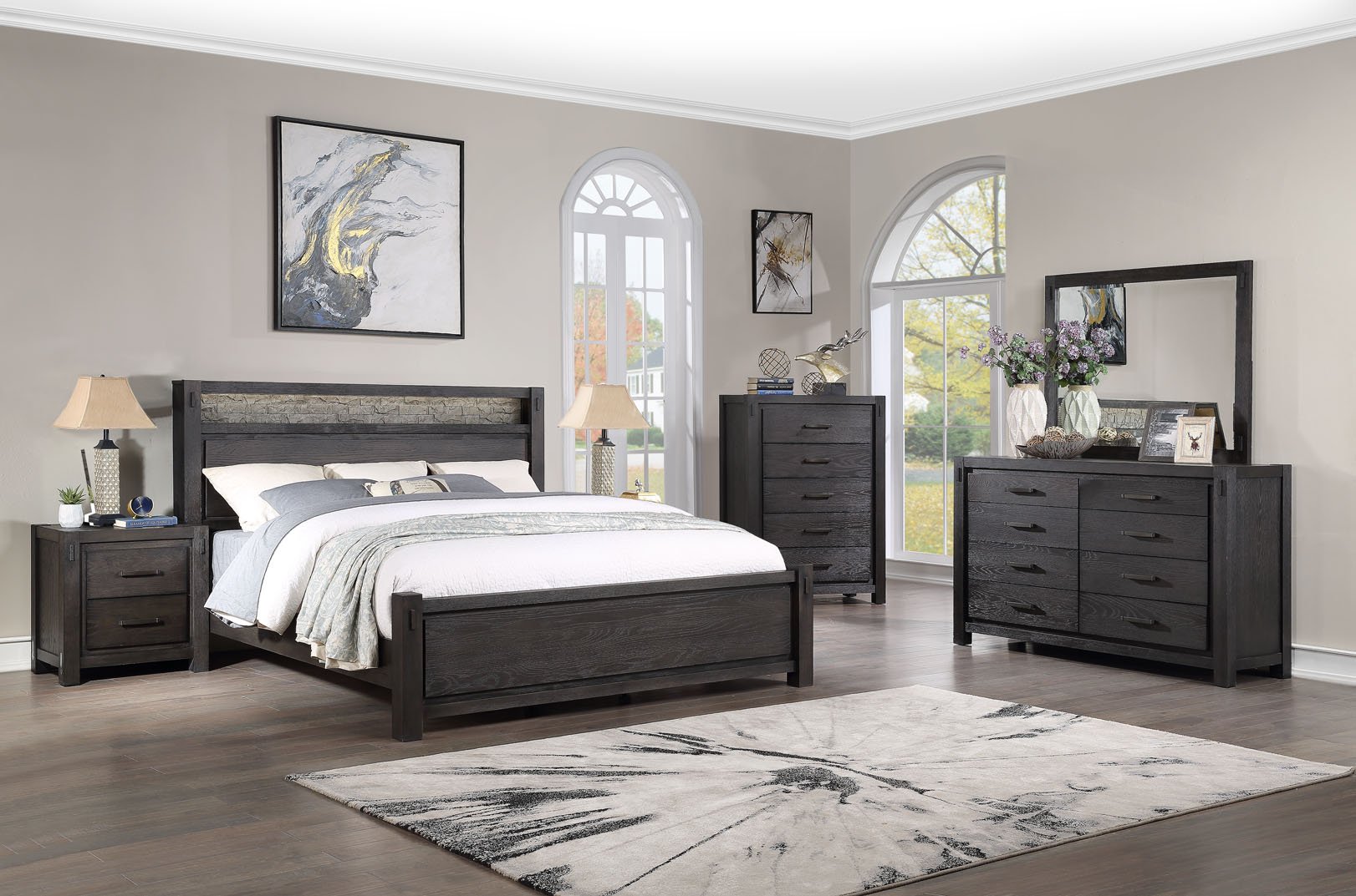 Espresso Brown 4 Piece King Bedroom Set - Canyon Rock-2
