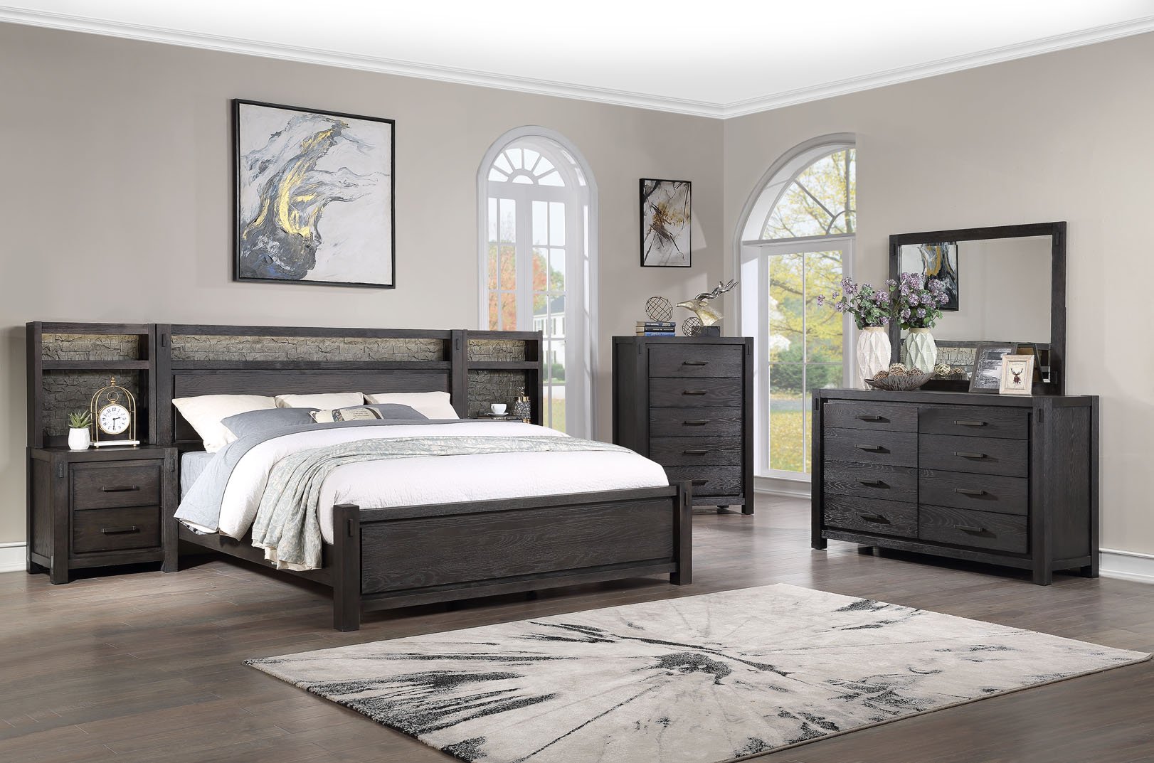 Espresso Brown 4 Piece King Bedroom Set - Canyon Rock-3