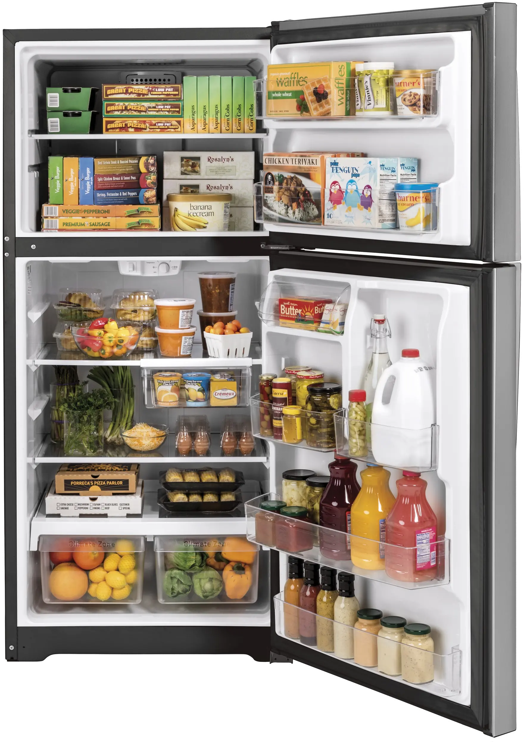 GTS22KSNRSS GE 21.9 cu ft Top Freezer Refrigerator - 33 W Stainless Steel-2