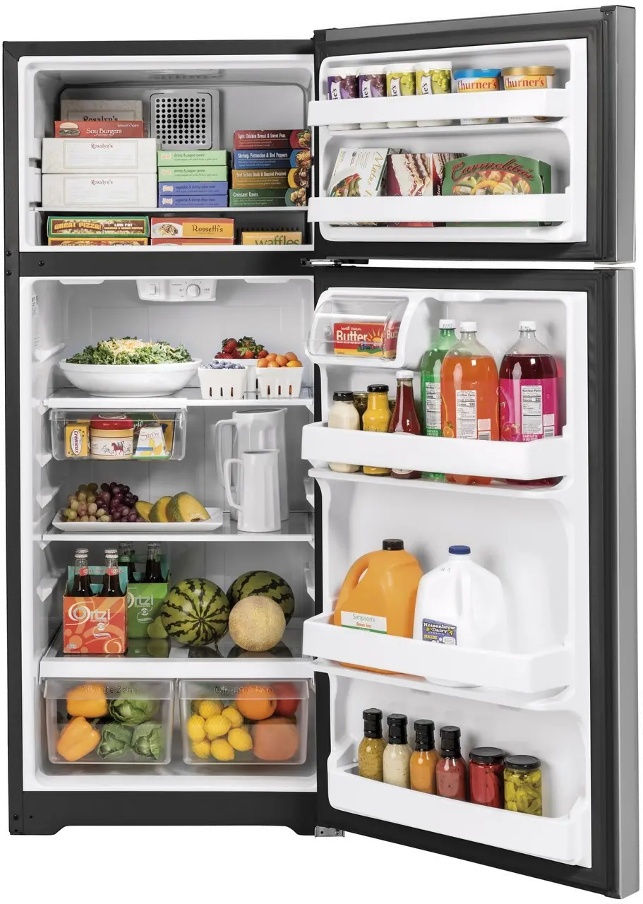 GTS18HSNRSS GE 17.5 cu ft Top Freezer Refrigerator - 28 W Stainless Steel-2