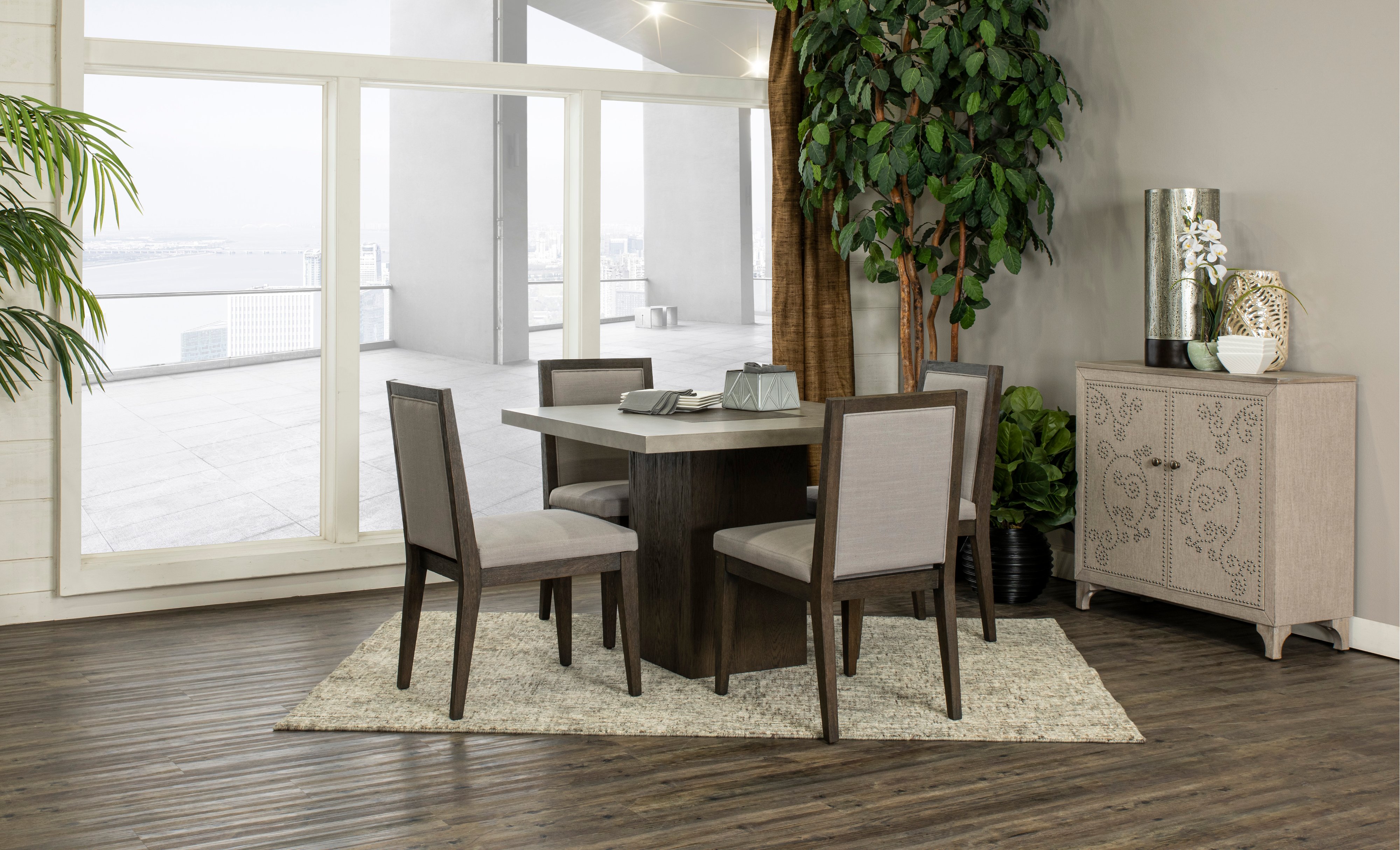 Modesto Modern Dark Brown and Gray 5 Piece Dining Room Set-1