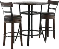 Barrel Dark Brown 3 Piece Pub Set