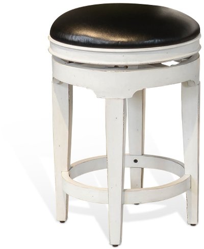French Country 24 Inch White Two-Tone Swivel Counter Height Stool - Bourbon County
