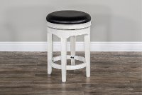 French Country 24 Inch White Two-Tone Swivel Counter Height Stool - Bourbon County-2